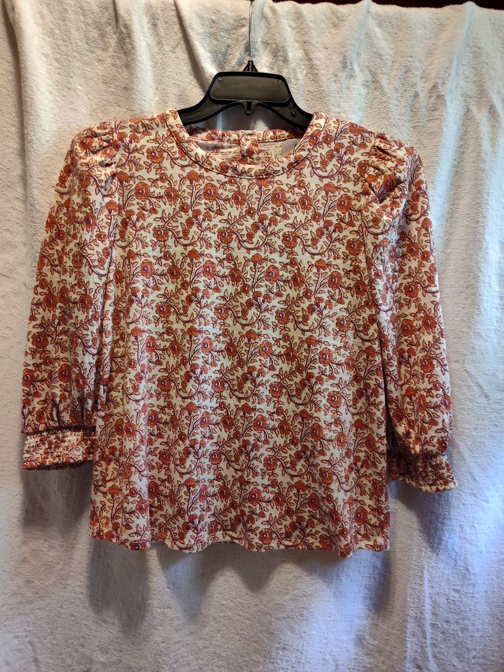 Wonderly Cream Blouse with Rust Floral Print
